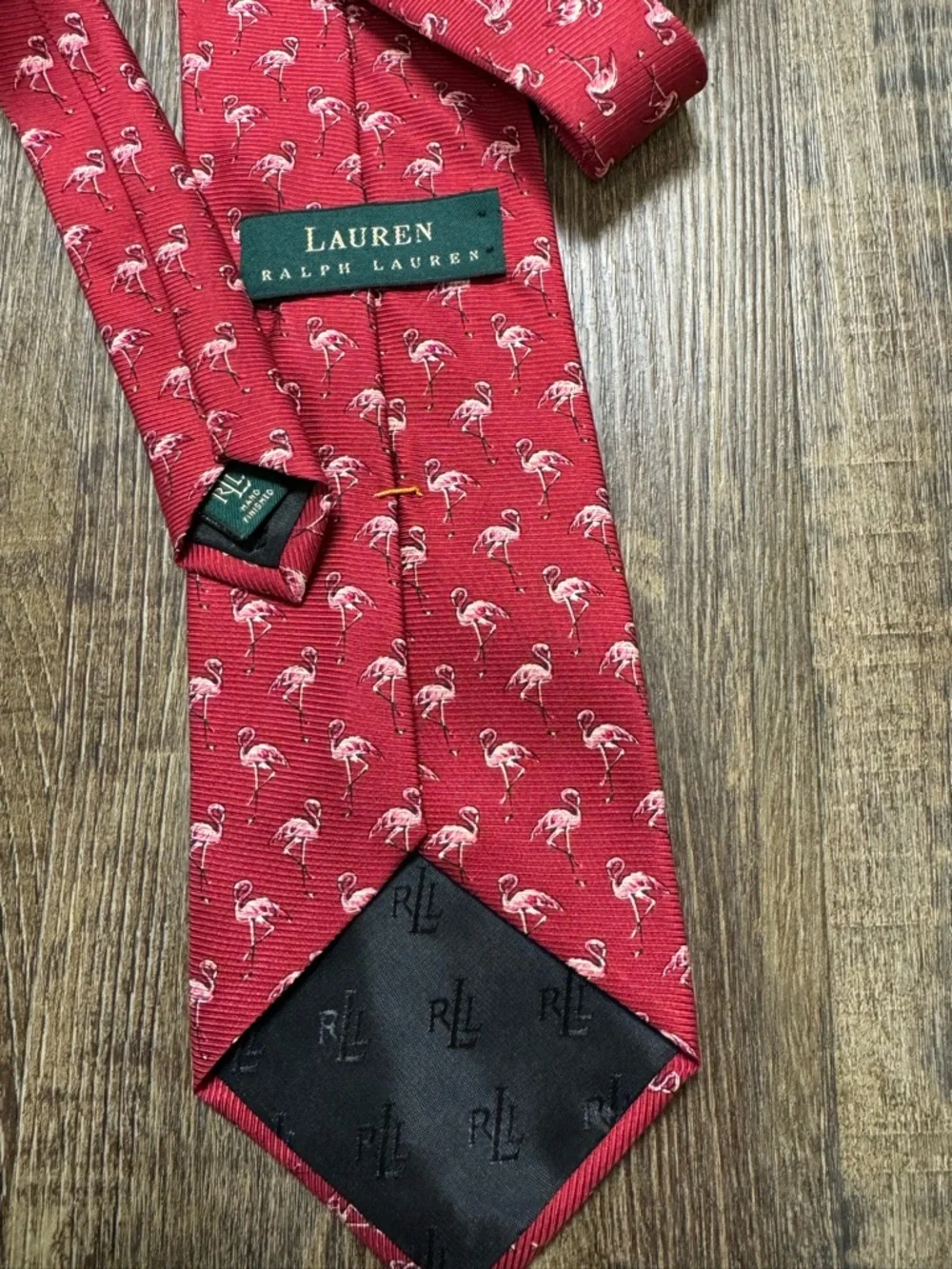 Ralph‎ Lauren Red Tie with Pink Flamingo Motif